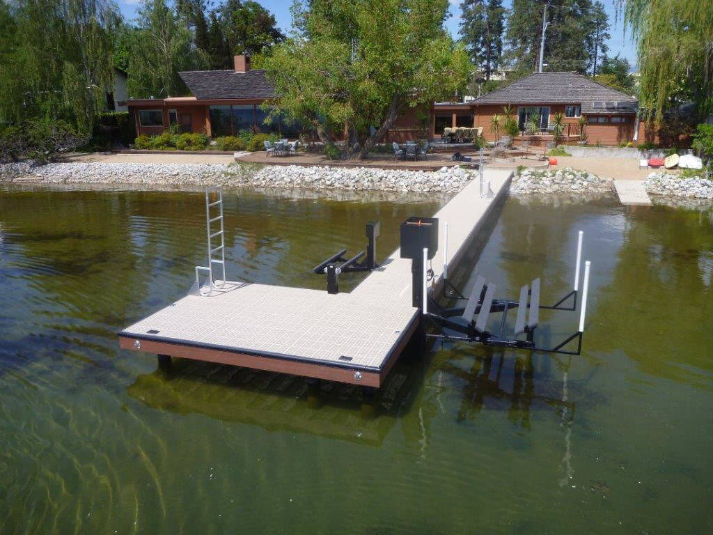 Dock building residential with boat lift Skaha Lake